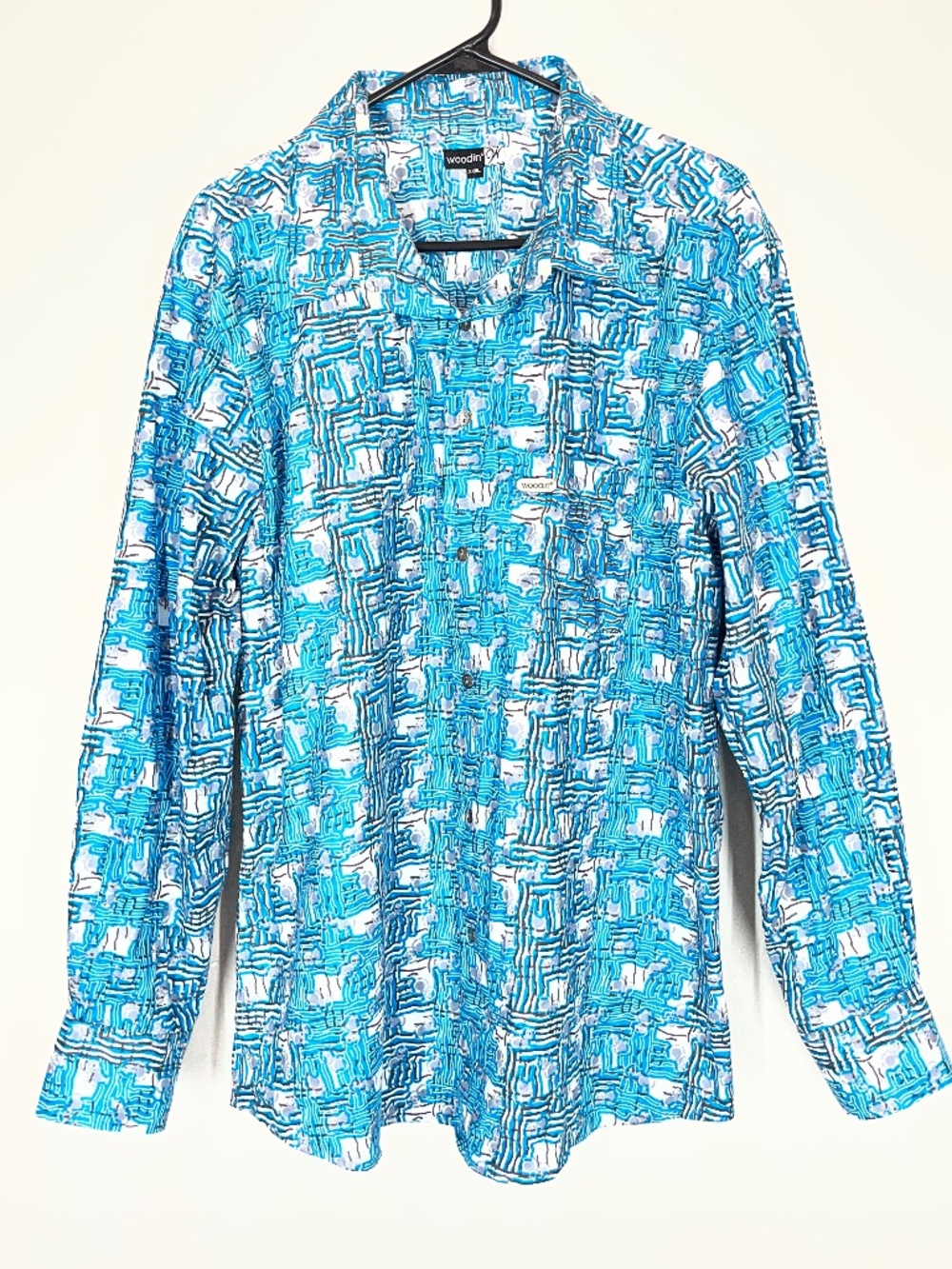 Woodin Shirt Men's XXXL Blue Long Sleeve Button Down Patterned Vibrant